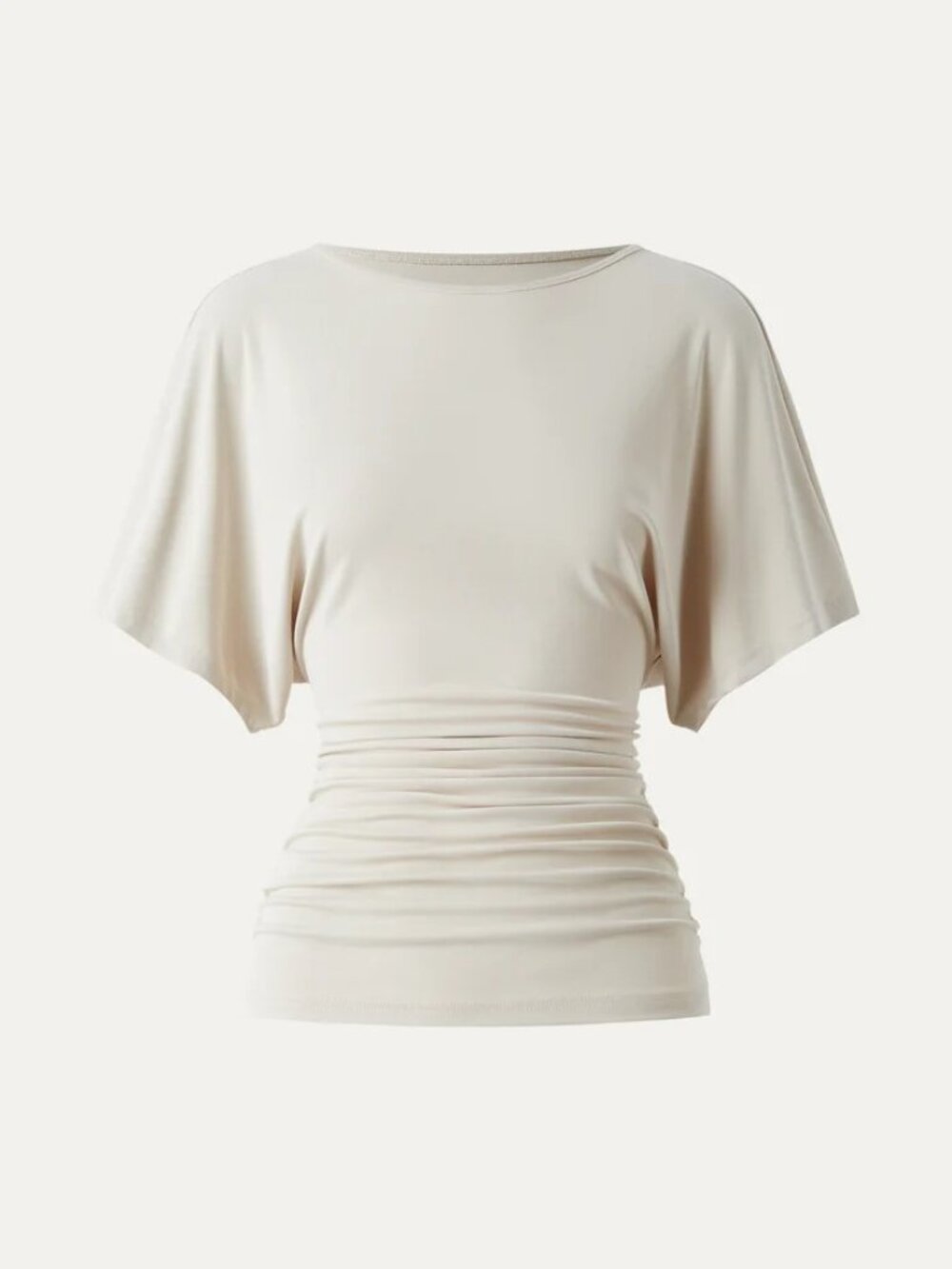 Effortless Boatneck Batwing Sleeve Side Ruched Top - Morning Mist